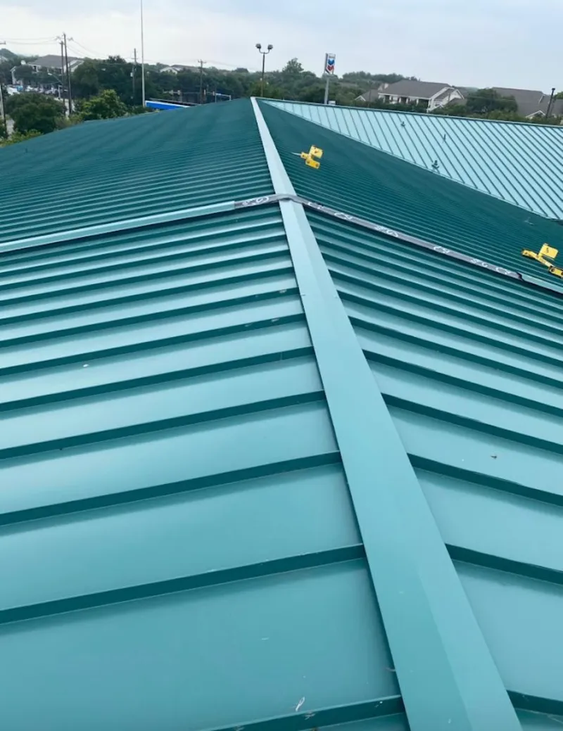 Green commercial metal roof ridge and valley for Metal Roof Repair in Tumwater
